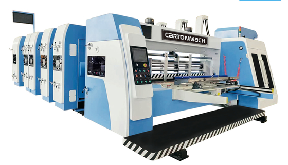 การทํากระดาษกล่อง Flexo Printer Slotter เครื่องตัดหมุน