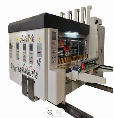 380v 3 สีเครื่องพิมพ์ Slotter เครื่องตัดตาย Stacker อัตโนมัติความเร็วสูง